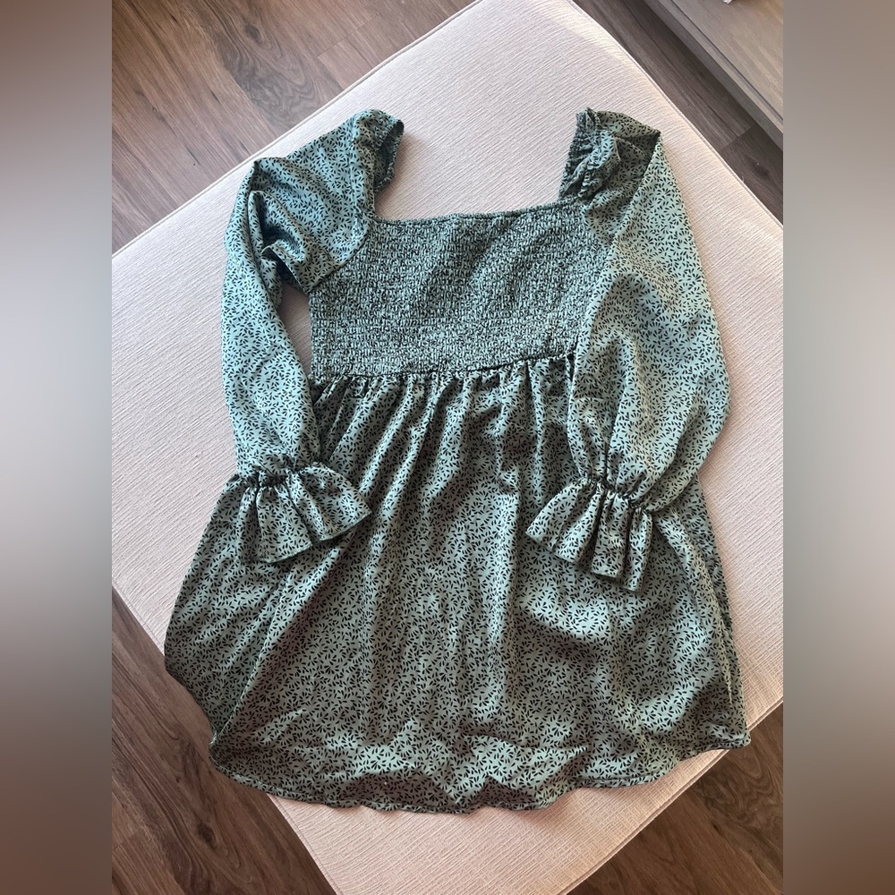 Missguided Green Long Sleeve Mini Dress